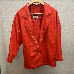 Vintage TOFFS Red Leather Jacket – Oversized 80s/90s Style